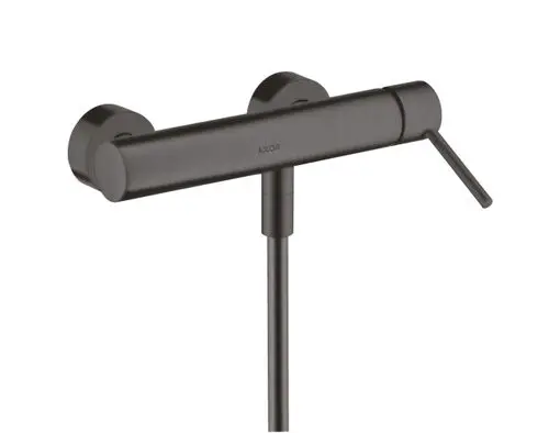 Brausemischer in brushed black chrome, wandmontiert, mit einem Hebelgriff, von der Marke AXOR, zur Steuerung der Wassertemperatur und -menge.
